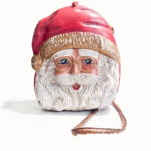 Timmy Woods Vintage Santa Christmas Handmade Acacia Wood Shoulder Bag Cute Purse